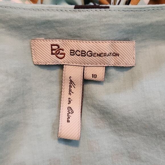 BCBGeneration Blue Multi-Colored Wrap Sleeveless Dress Size 10 Aztec Western - Picture 6 of 9